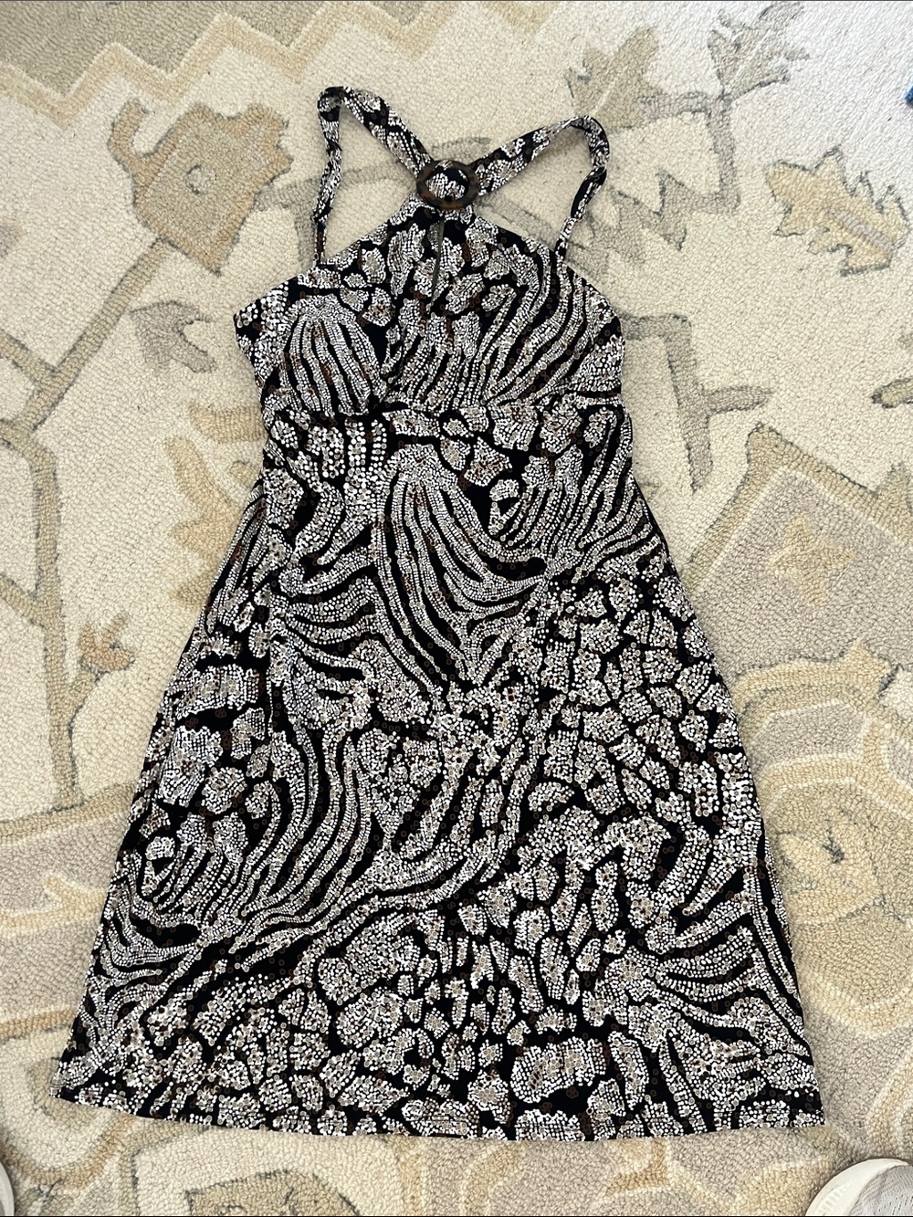 Tommy Bahama Black and White Halter Mini Dress